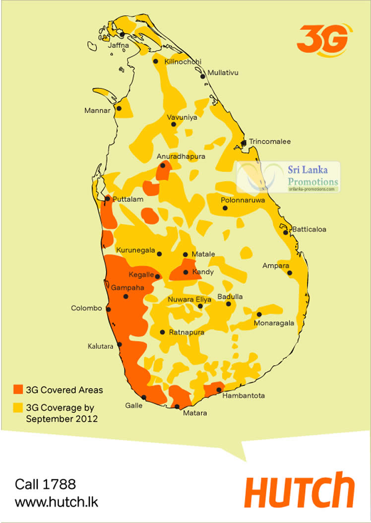 Featured image for Hutch Sri Lanka 3G Coverage Map 23 May 2012