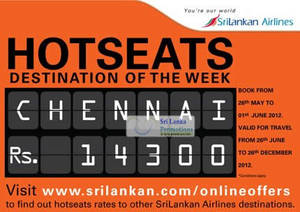 Featured image for (EXPIRED) SriLankan Airlines Chennai Air Fare Promotion 26 May – 1 Jun 2012