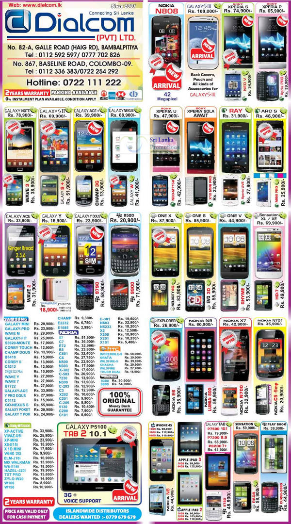Featured image for Dialcom Samsung, Apple. Sony, HTC & Nokia Phones Price List Offers 24 Jun 2012