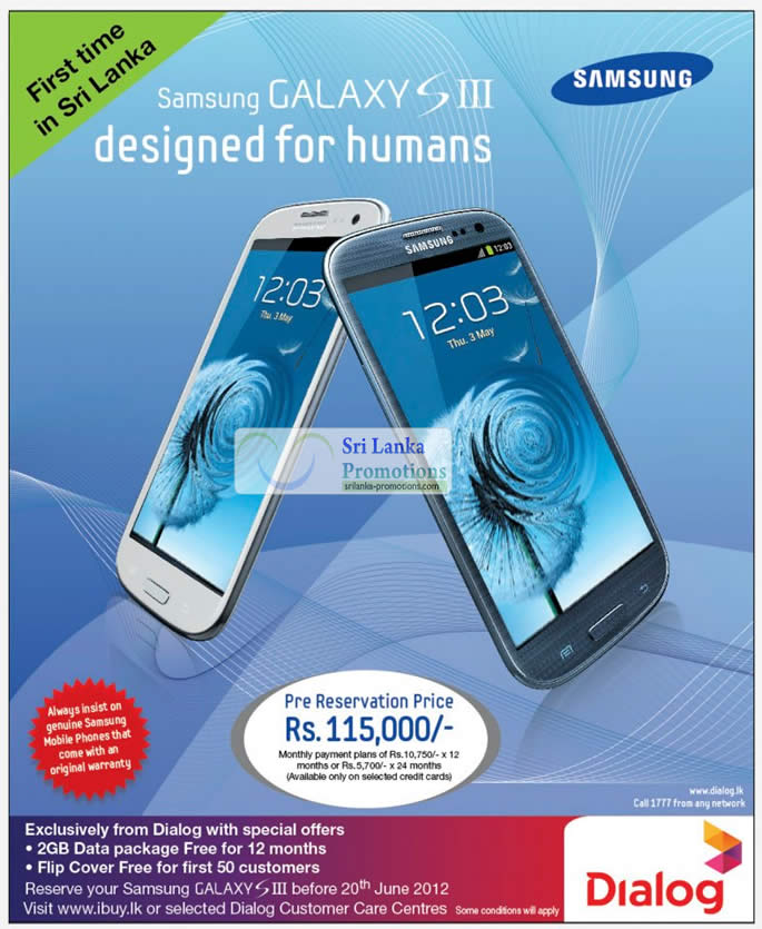 Featured image for Samsung Galaxy S III Dialog Preorder Offer 15 - 20 Jun 2012