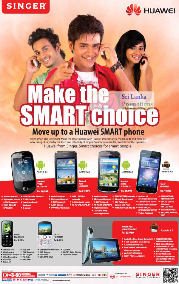 Featured image for Huawei Smartphones & Tablets Singer Price List Offers 17 Jun 2012