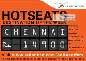 Featured image for (EXPIRED) SriLankan Airlines Chennai Air Fare Promotion 16 – 22 Jun 2012