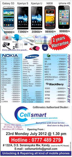 Featured image for Cellsmart (Celltronics) Smartphones & Tablets Offers 22 Jul 2012