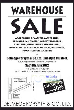 Featured image for (EXPIRED) Delmege Forsyth Household Warehouse Sale Up To 40% Off 14 Jul 2012