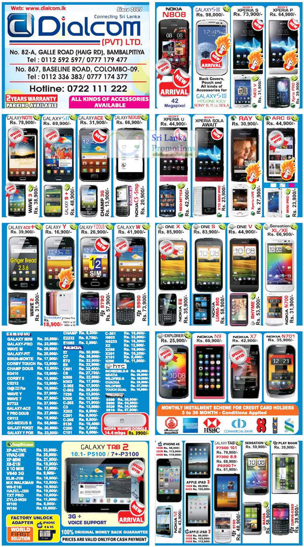 Featured image for Dialcom Samsung, Apple, Sony, HTC & Nokia Phones Price List Offers 1 Jul 2012