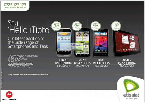 Featured image for Etisalat Motorola Smartphones Price Offers 22 Jul 2012