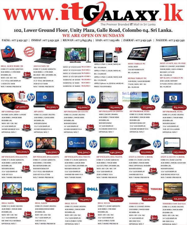 Featured image for IT Galaxy Notebooks & TV Offers 17 Jun 2012