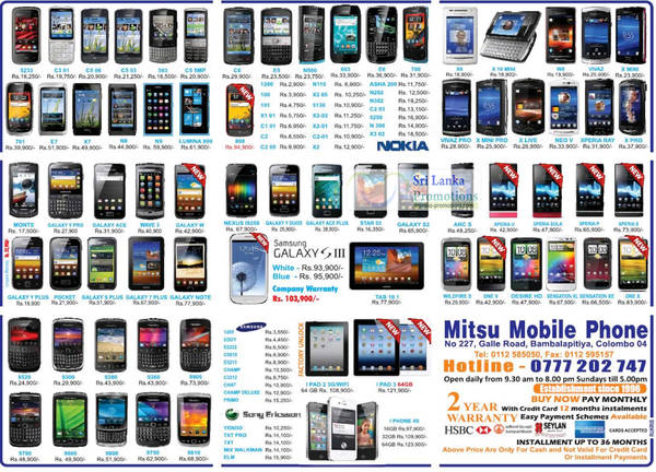 Featured image for Mitsu Mobile Phones & Smartphones Price List Offers 15 Jul 2012