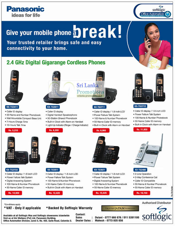 Featured image for Panasonic Cordless Phones Softlogic Offers Price List 25 Jul 2012