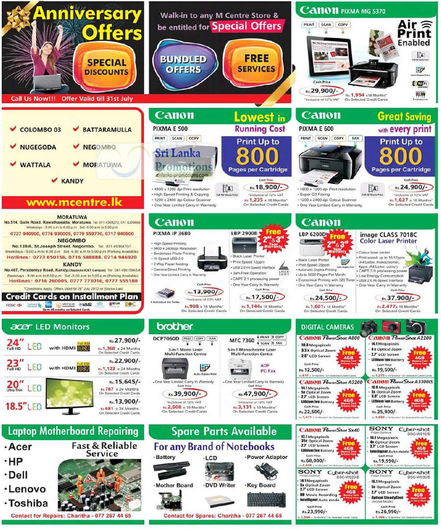 Printers, Digital Cameras, LED Monitors, Acer, Brother, Canon