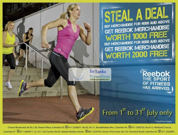 Featured image for (EXPIRED) Reebok FREE Merchandise With Minimum Rs 1,000 Spend 1 – 31 Jul 2012