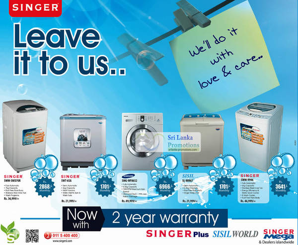 Featured image for Singer, Samsung & Sisil Washer Offers 5 Jul 2012