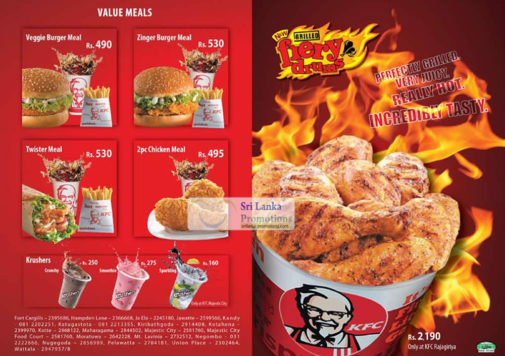 Featured image for KFC Sri Lanka Menu Price List, Value Meals & Delivery Areas 27 Jul 2012