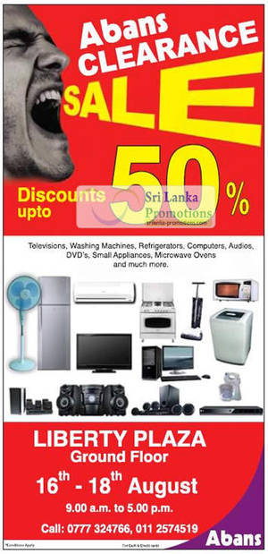 Featured image for (EXPIRED) Abans Clearance Sale Up To 50% Off @ Liberty Plaza 16 – 18 Aug 2012