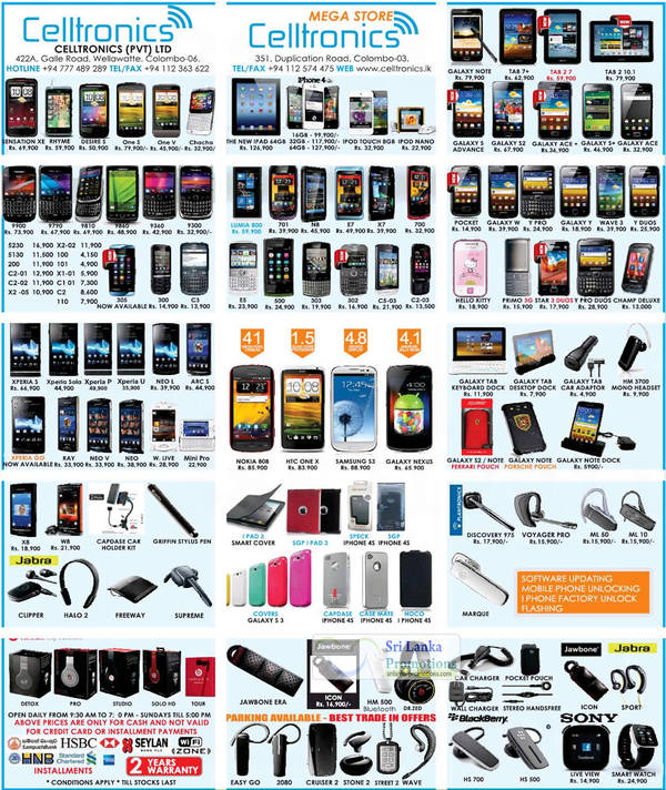 Featured image for Celltronics Smartphones & Mobile Phones Price List Offers 12 Aug 2012
