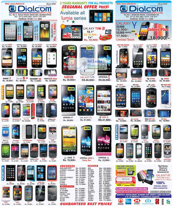 Featured image for Dialcom Samsung, Apple, Sony, Blackberry, HTC & Nokia Phones Price List Offers 12 Aug 2012