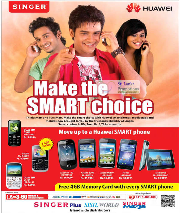 Featured image for Singer Huawei Smartphones & Tablet Offers 26 Aug 2012