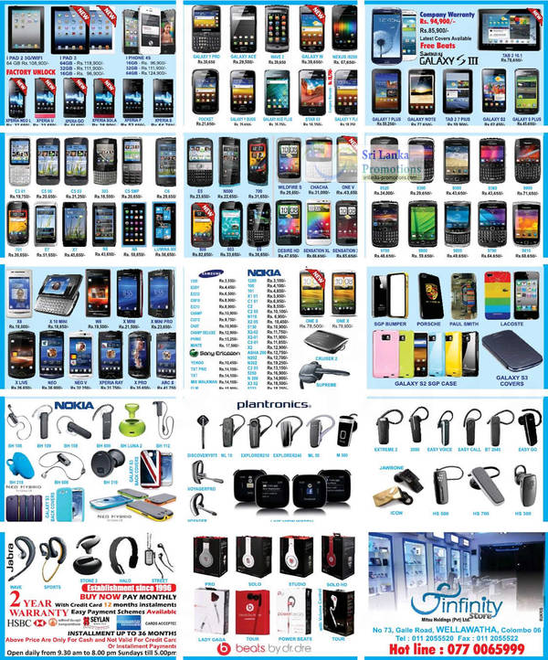 Featured image for Infinity Store (Mitsu) Smartphones & Mobile Phones Price List Offers 26 Aug 2012