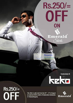 Featured image for (EXPIRED) Keko Rs 250 Off Emerald Shirts Promotion 10 – 19 Aug 2012