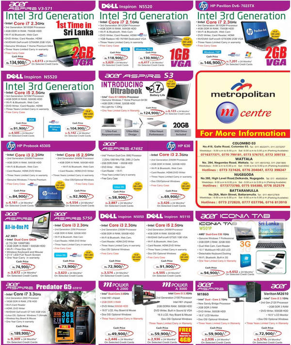 Featured image for Metropolitan Printers, Digital Cameras, Notebooks & Desktop PC Offers Price List 26 Aug 2012