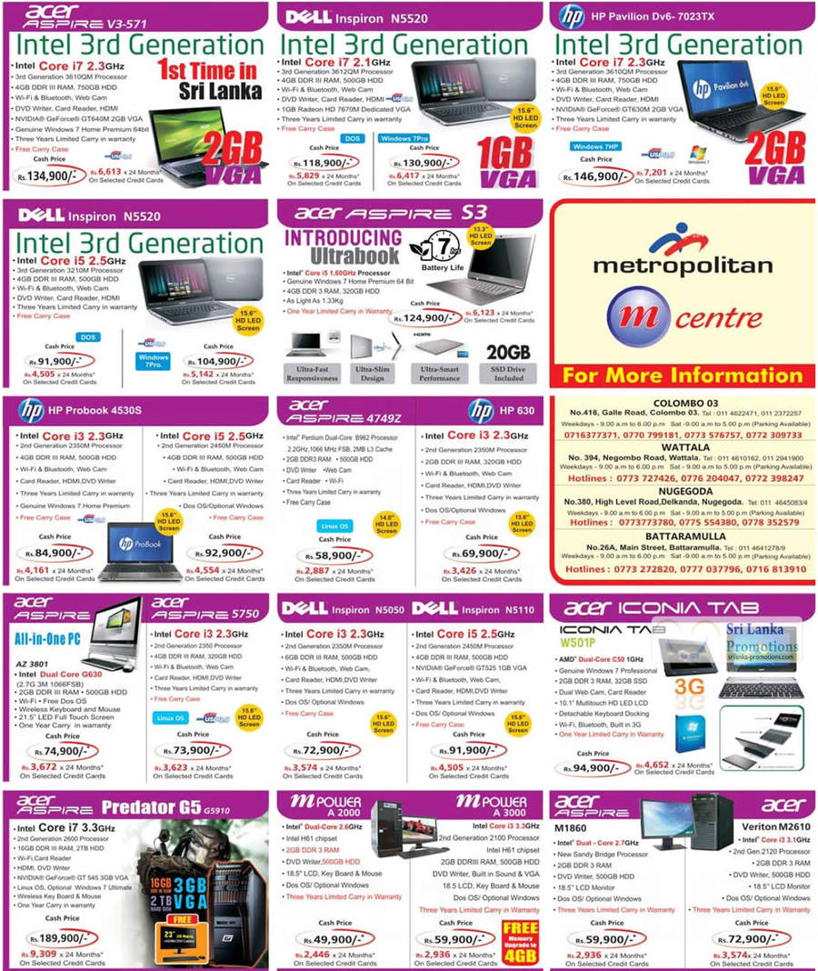 Notebooks, Desktop PCs Acer, Dell, HP, MPower