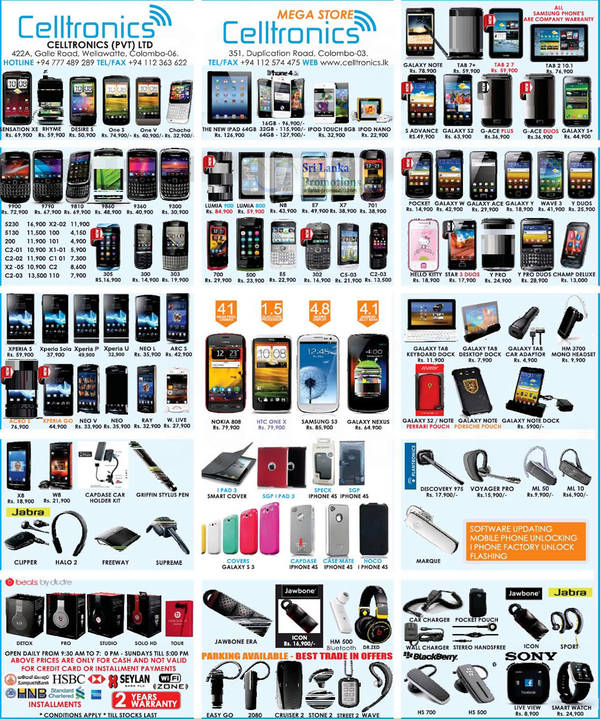 Featured image for Celltronics Smartphones & Mobile Phones Price List Offers 2 Sep 2012