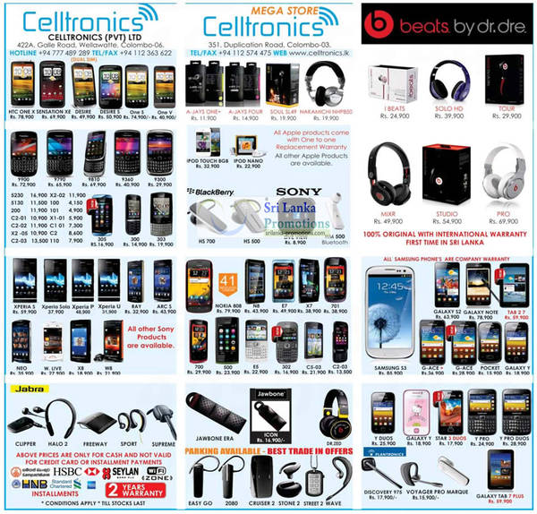 Featured image for Celltronics Smartphones & Mobile Phones Price List Offers 23 Sep 2012