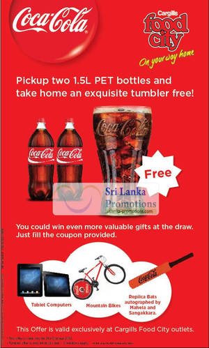 Featured image for (EXPIRED) Coca Cola Free Tumbler With Two 1.5L Bottles @ Cargills Food City 26 Sep – 21 Oct 2012