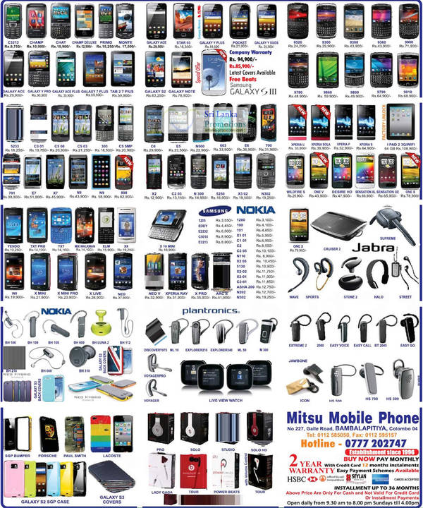 Featured image for Mitsu Mobile Phone Smartphones & Mobile Phones Price List Offers 2 Sep 2012