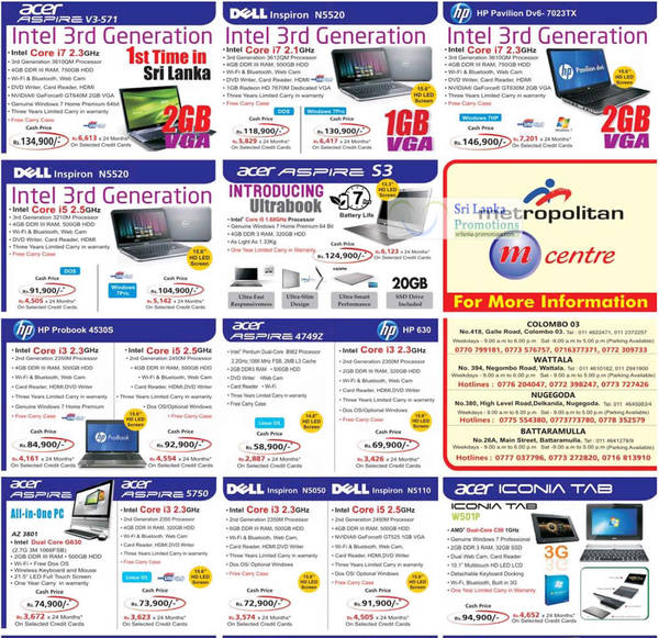 Featured image for Metropolitan Printers, Digital Cameras, Notebooks & Desktop PC Offers Price List 2 Sep 2012