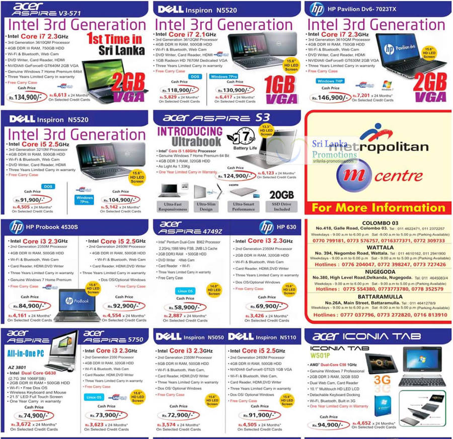 Notebooks, Desktop PCs Acer, Dell, HP