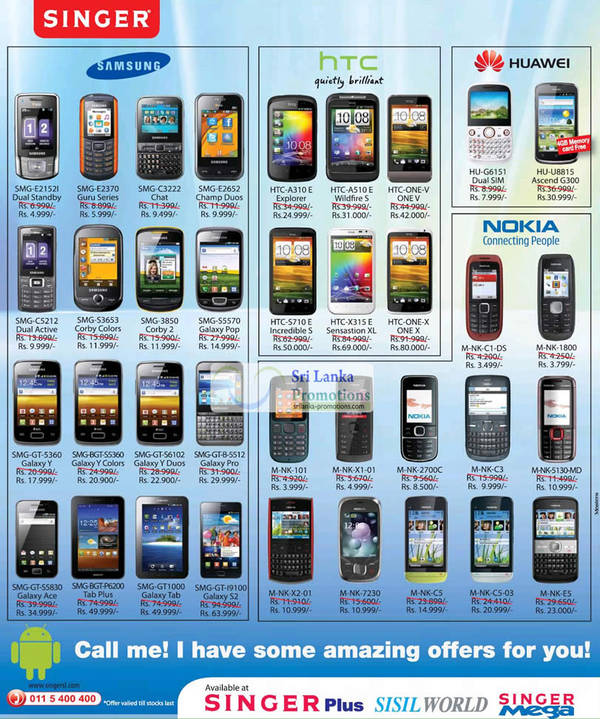 Featured image for Singer Nokia, Samsung, HTC & Huawei Smartphone Offers 16 Sep 2012