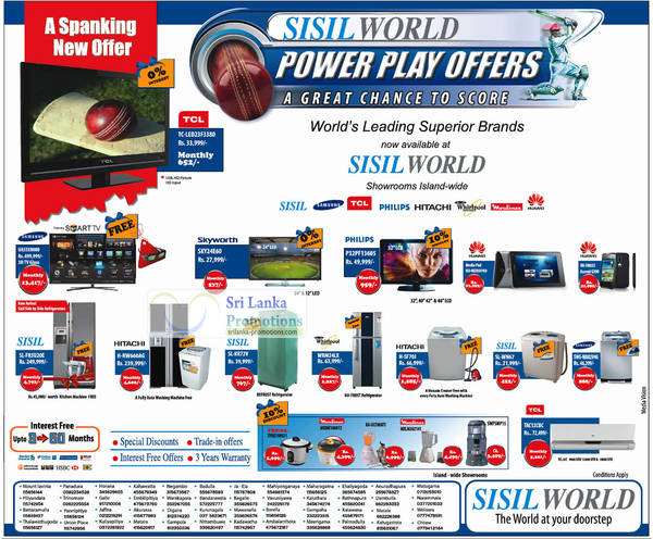 Featured image for Sisil World LED TVs, Fridge & Washer Offers 27 Sep 2012