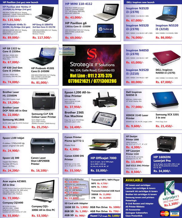 Featured image for Strategix IT Solutions Printers, Notebooks & Desktop PC System Offers 16 Sep 2012