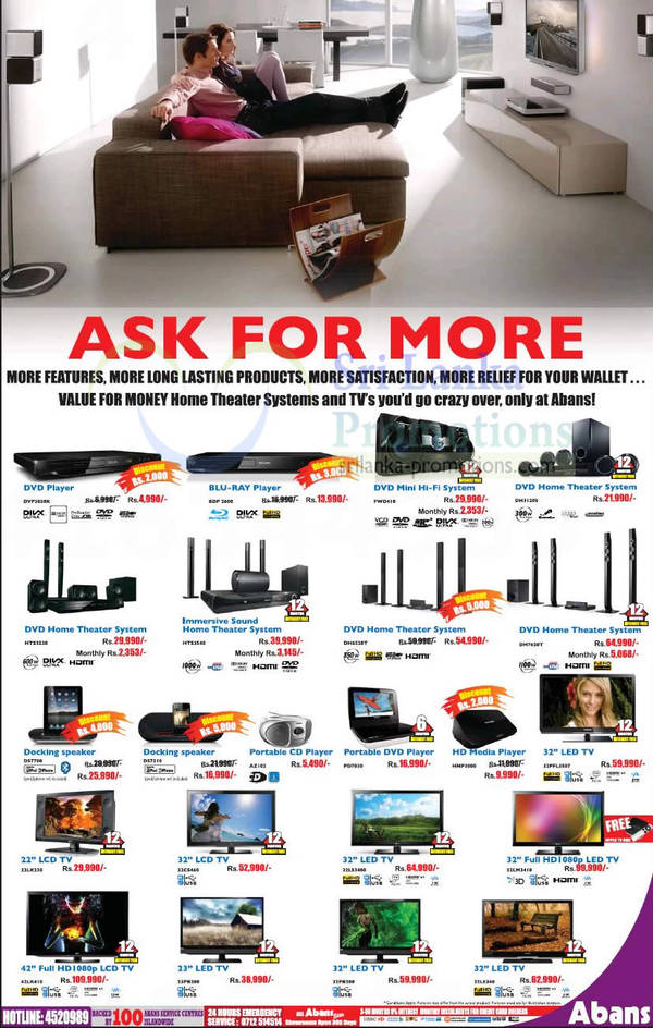 Featured image for Abans Home Theatre, Speakers & TV Price Offers 21 Oct 2012