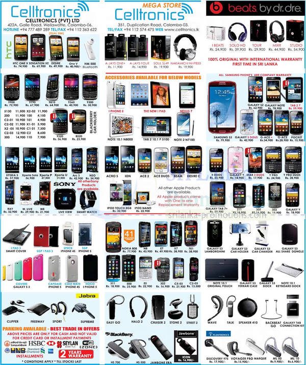 Featured image for Celltronics Smartphones & Mobile Phones Price List Offers 14 Oct 2012