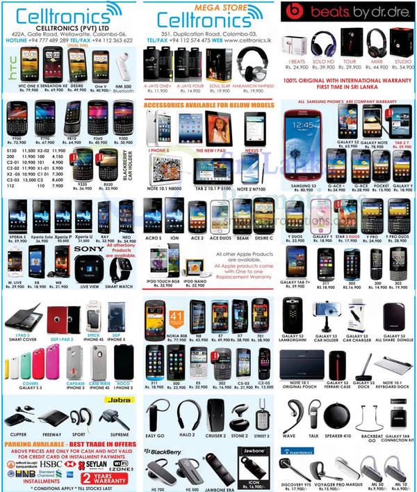 Featured image for Celltronics Smartphones & Mobile Phones Price List Offers 7 Oct 2012