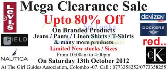 Mega Clearance Sale 12 Oct 2012