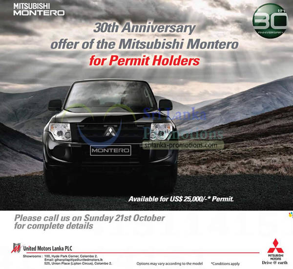 Featured image for Mitsubishi Montero Permit Holders Special Offer 18 Oct 2012