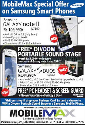 Featured image for MobileMax Samsung Smartphone Promotion Offers 21 Oct 2012