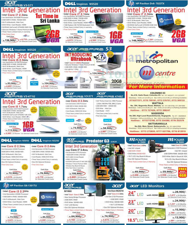 Featured image for Metropolitan Printers, Digital Cameras, Notebooks & Desktop PC Offers Price List 7 Oct 2012