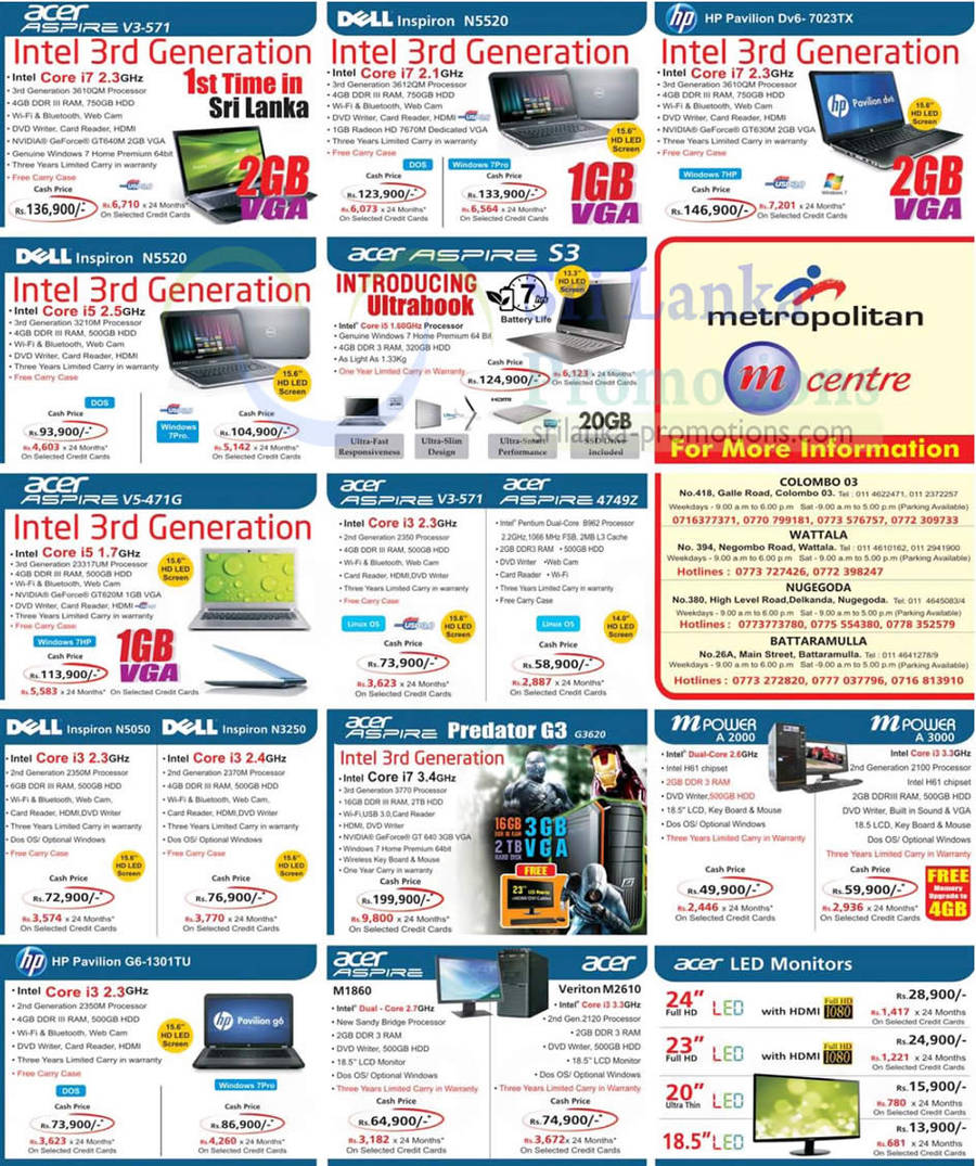 Notebooks, Desktop PCs Acer, Dell, HP