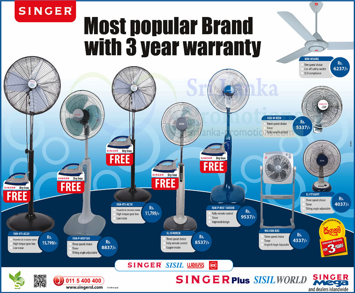 Singer Standing Fans Ceiling Fans Table Fans Offers 10 Oct 2012