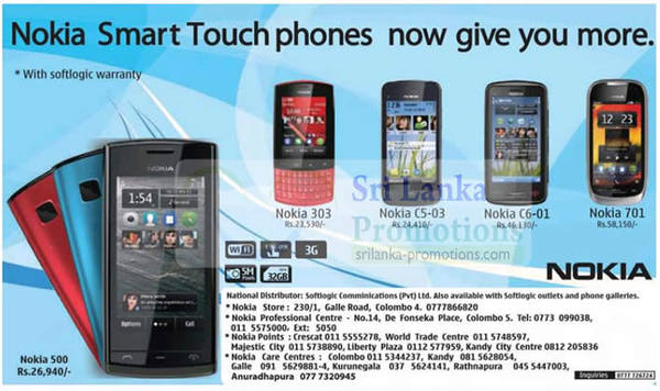 Featured image for Nokia Smartphones Softlogic Price Offers 3 Oct 2012
