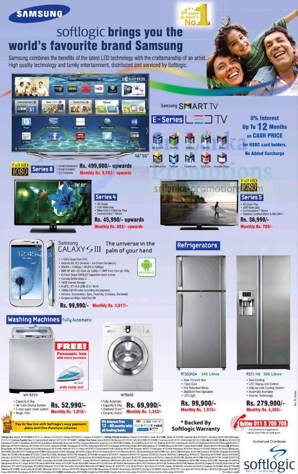 Featured image for Softlogic Samsung Smartphones & Appliances Price Offers 21 Oct 2012