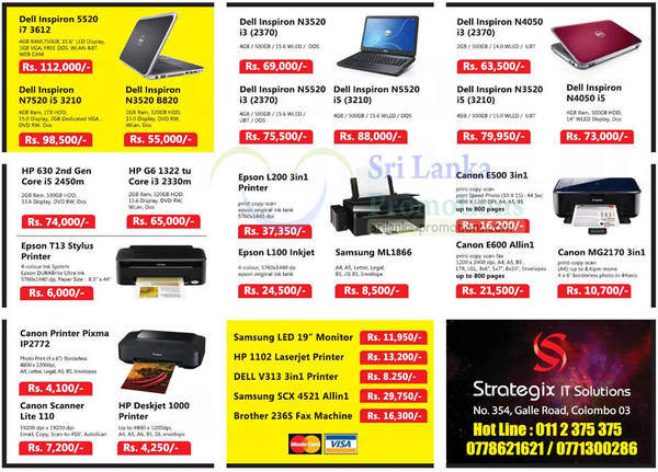 Featured image for Strategix IT Solutions Printers, Notebooks & Desktop PC System Offers 7 Oct 2012