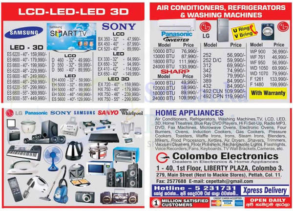 Featured image for Colombo Electronics TV, Fridge & Appliances Price Offers 11 Nov 2012
