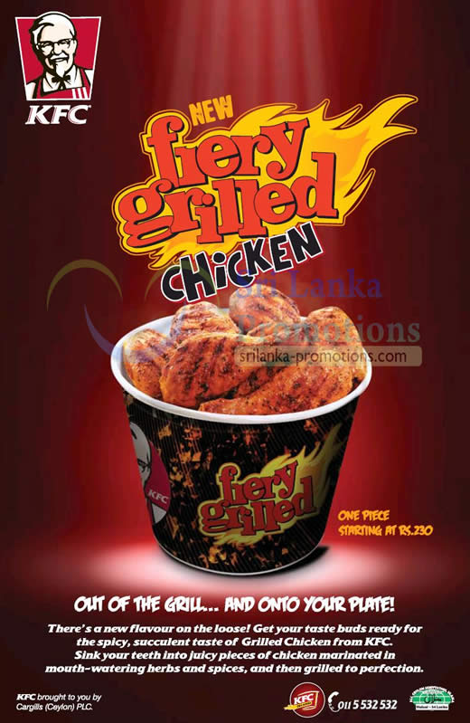 KFC Sri Lanka New Fiery Grilled Chicken With NO Oil 2 Nov 2012