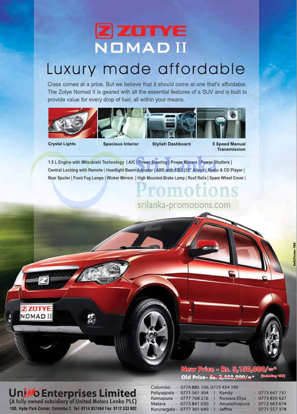Featured image for Zotye Nomad II Specifications & Price Offer 6 Nov 2012