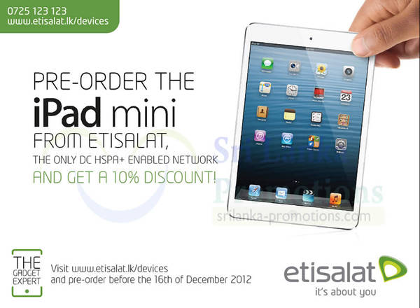 Featured image for (EXPIRED) Etisalat Apple iPad Mini 10% Off Pre-Order Offer 7 – 16 Dec 2012